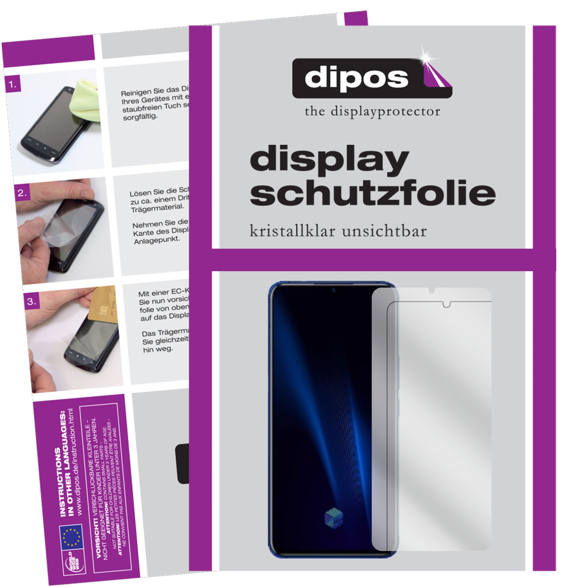 Klare Displayschutzfolie von dipos passend für Vivo IQOO Pro, präziser Zuschnitt und blasenfrei montiert