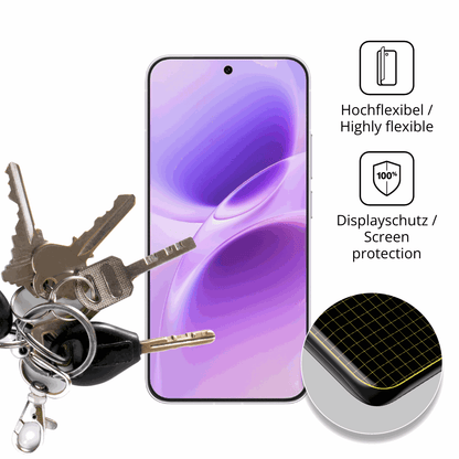 dipos Displayschutz für Vivo S50 Pro mini, transparente Oberfläche, perfekte Passform auch für die Rundungen