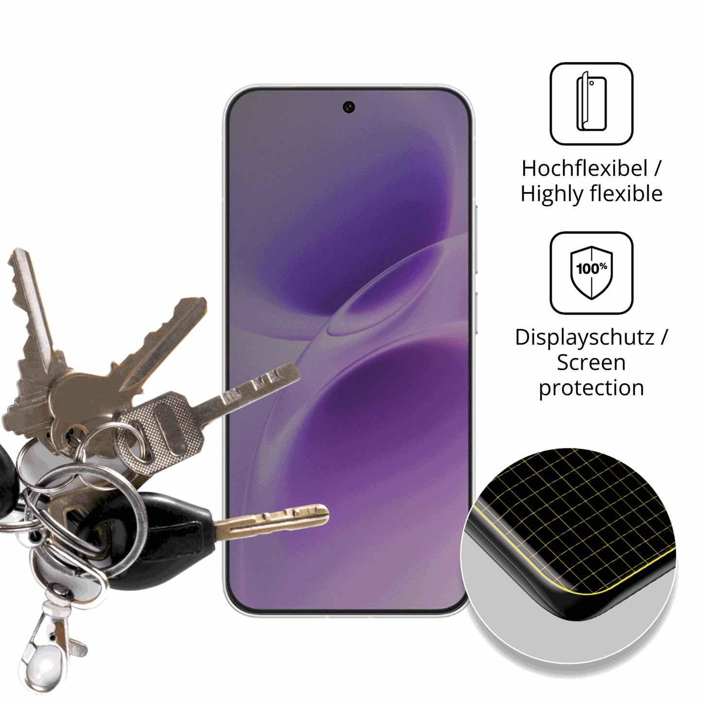 dipos Displayschutz für Vivo S50 Pro mini, mit Blickschutzfilter und perfekter Passform auch für die Rundungen