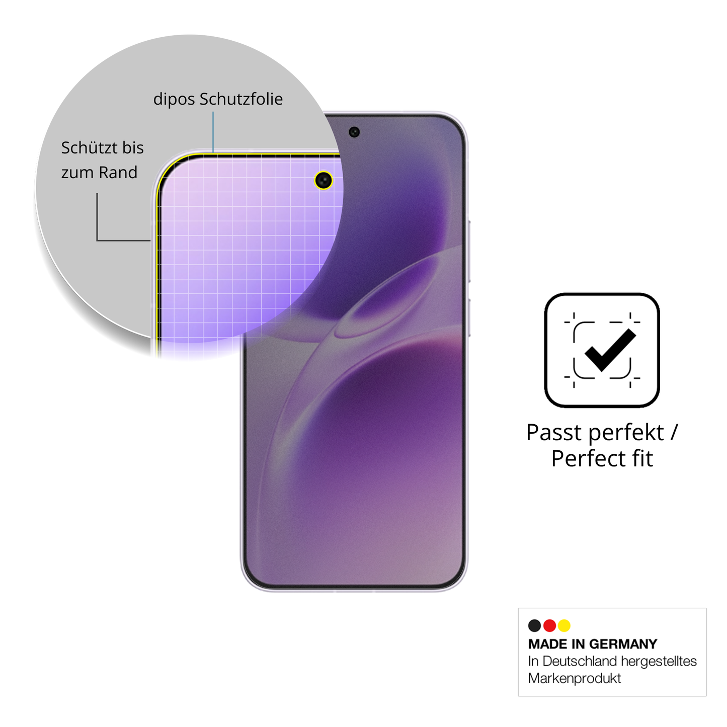Schutz gegen Kratzer auf dem Vivo S50 Glas durch Schlüssel, Stöße gegen die Tischkante oder Stürze