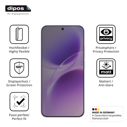 Flexible TPU-Folie passend zugeschnitten für Vivo S50, mit Privatsphäre-Schutz durch Sichtschutz-Folie