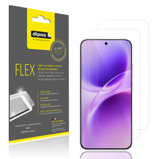 Klare Displayschutzfolie von dipos passend für Vivo S50 Pro mini, 100% Displayabdeckung und blasenfreie Montage