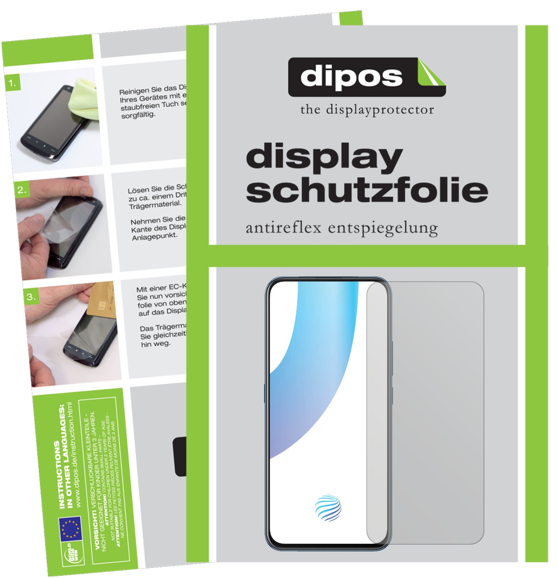 Matte Displayschutzfolie von dipos passend für Vivo V17 Pro, präziser Zuschnitt und blasenfrei montiert