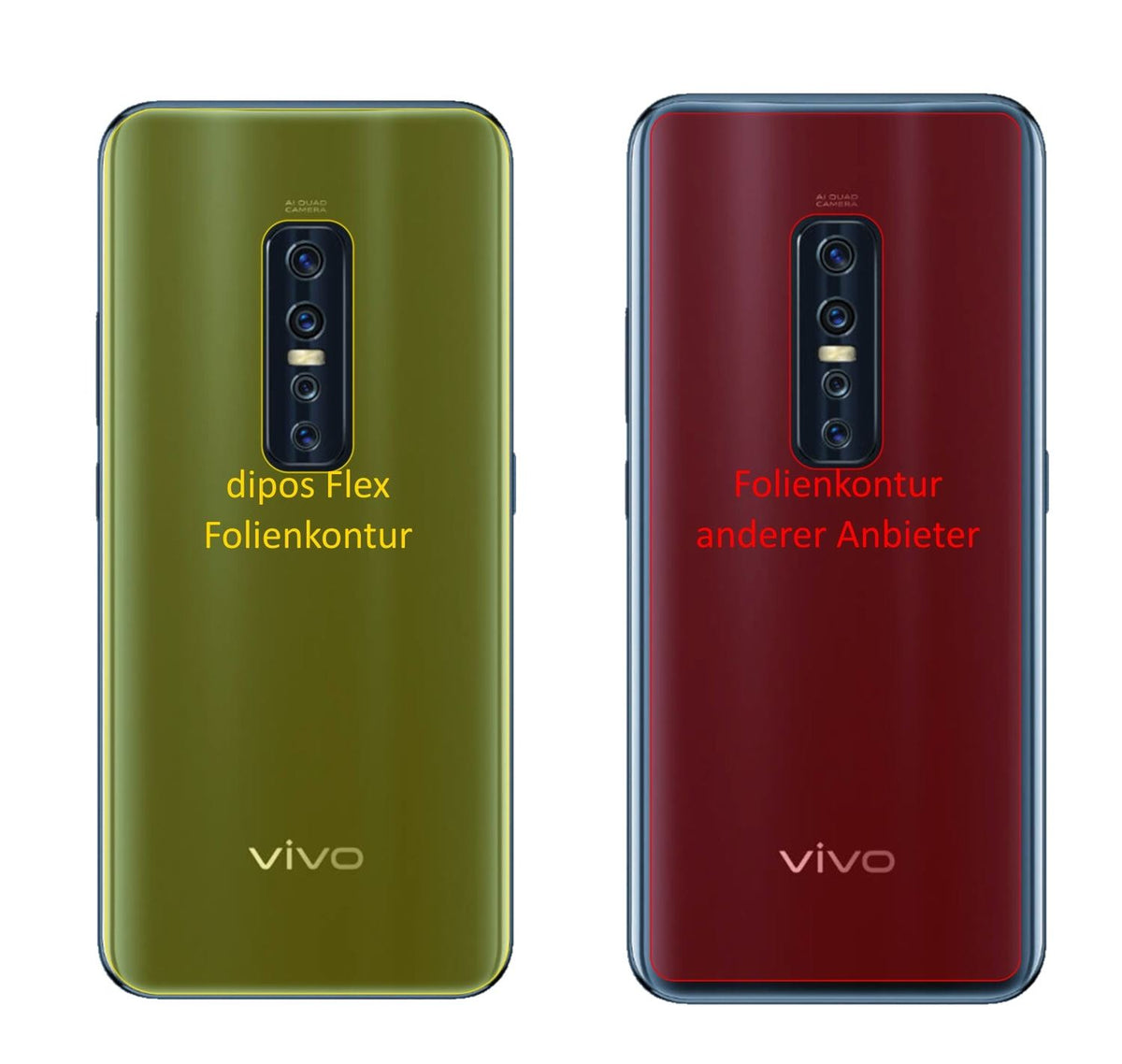 3x 3D Full Cover Schutzfolie für Vivo V17 Pro Rückseite