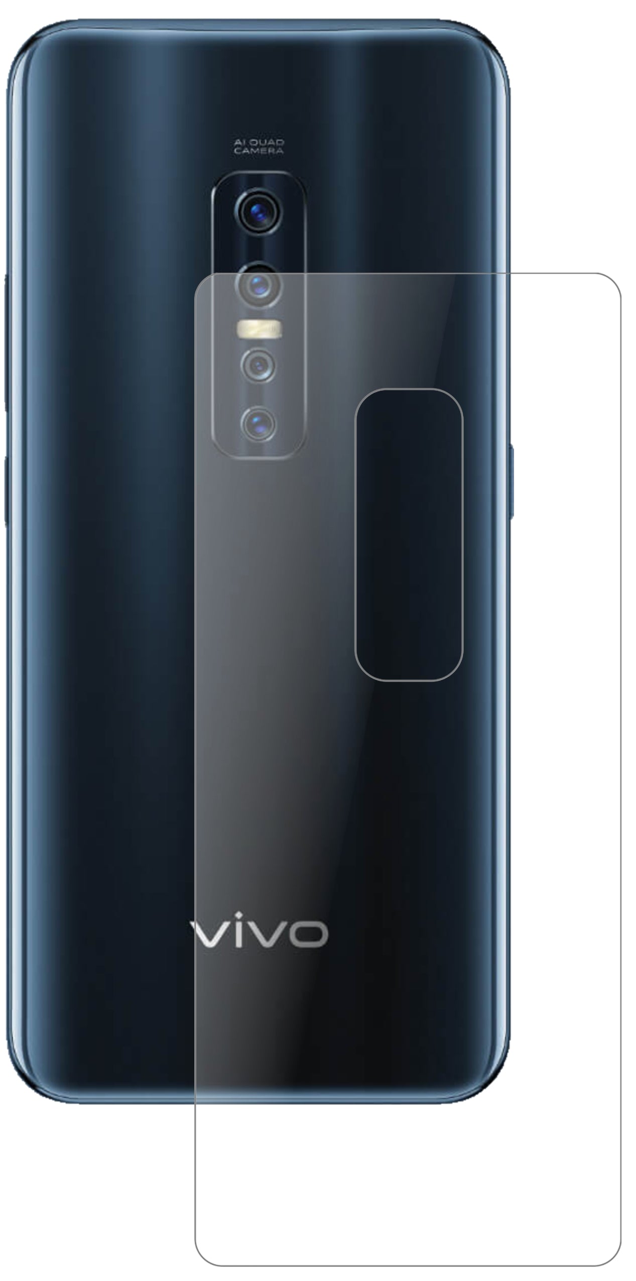 VivoV17 Pro Rückseite mit aufgebrachter dipos Panzerfolie, die lästige Fingerabdrücke minimiert