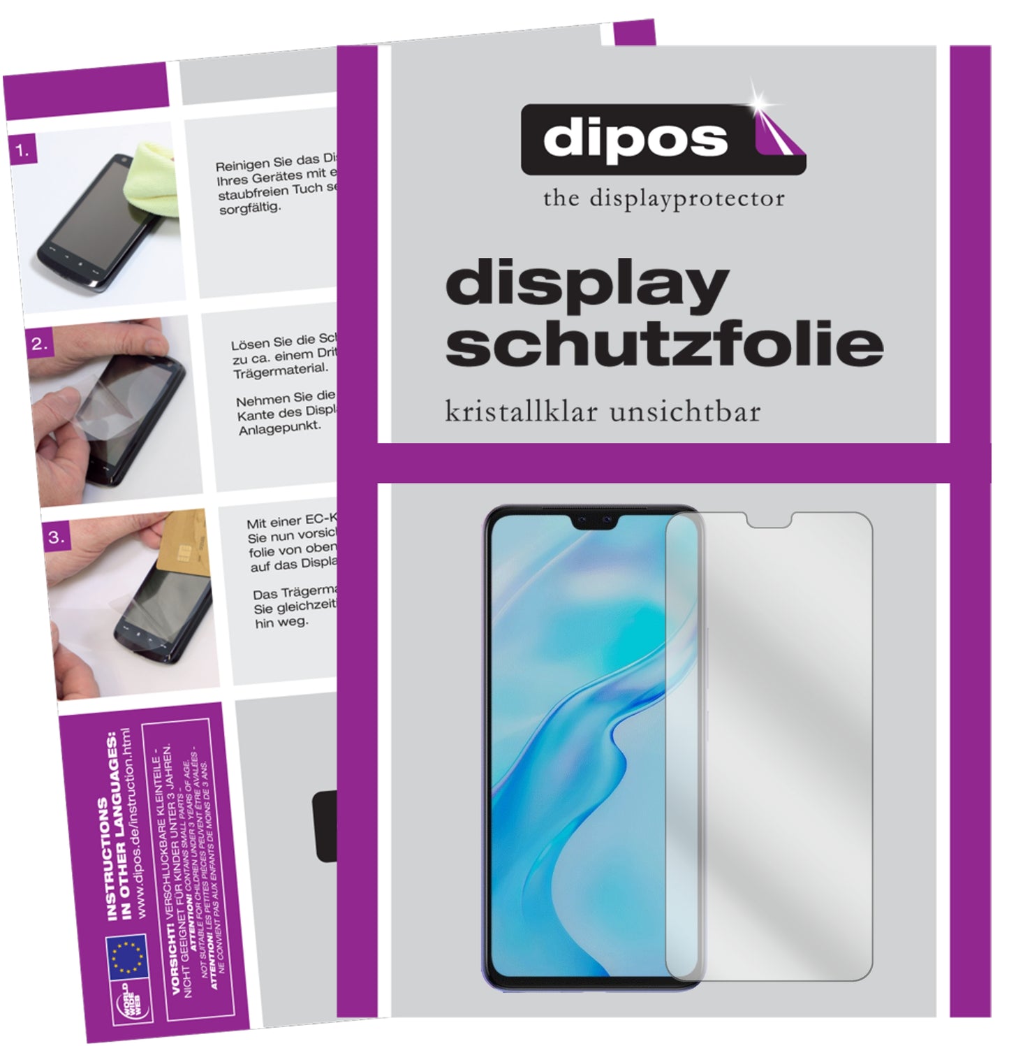 2x Schutzfolie klar für Vivo V20 Pro Display-Schutzfolie