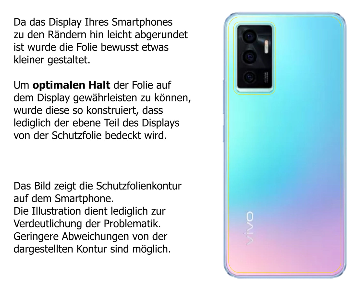 dipos Displayschutz für Vivo V23e 5G Rückseite, transparente Oberfläche, perfekte Passform auch für die Rundungen