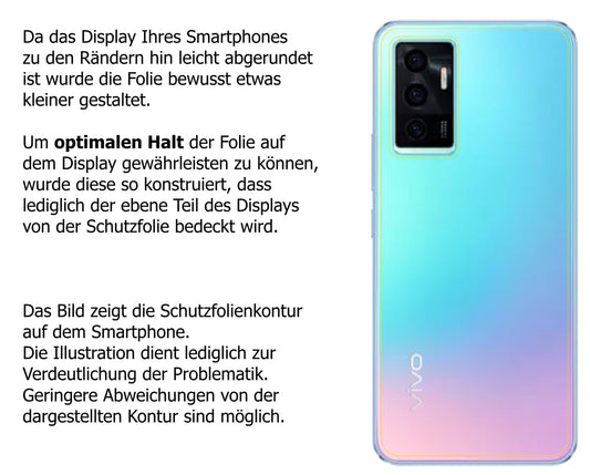 dipos Displayschutz für Vivo V23e 5G Rückseite, transparente Oberfläche, perfekte Passform auch für die Rundungen