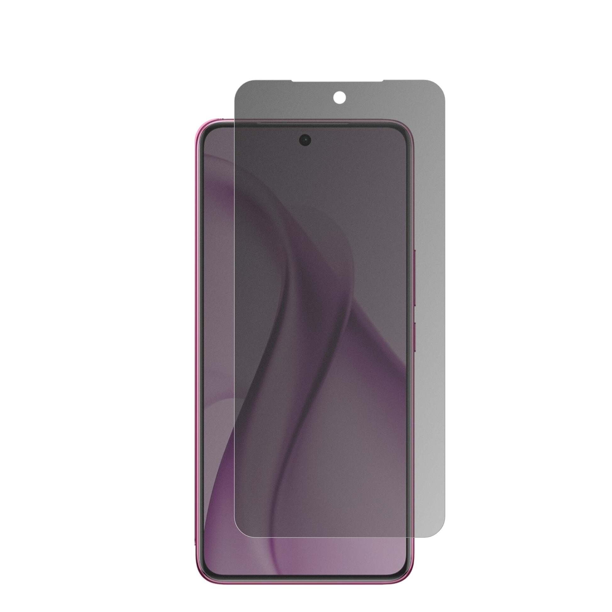 vivov60e 5g mit aufgebrachter dipos Flex Schutzfolie, die seitliche Einblicke blockiert