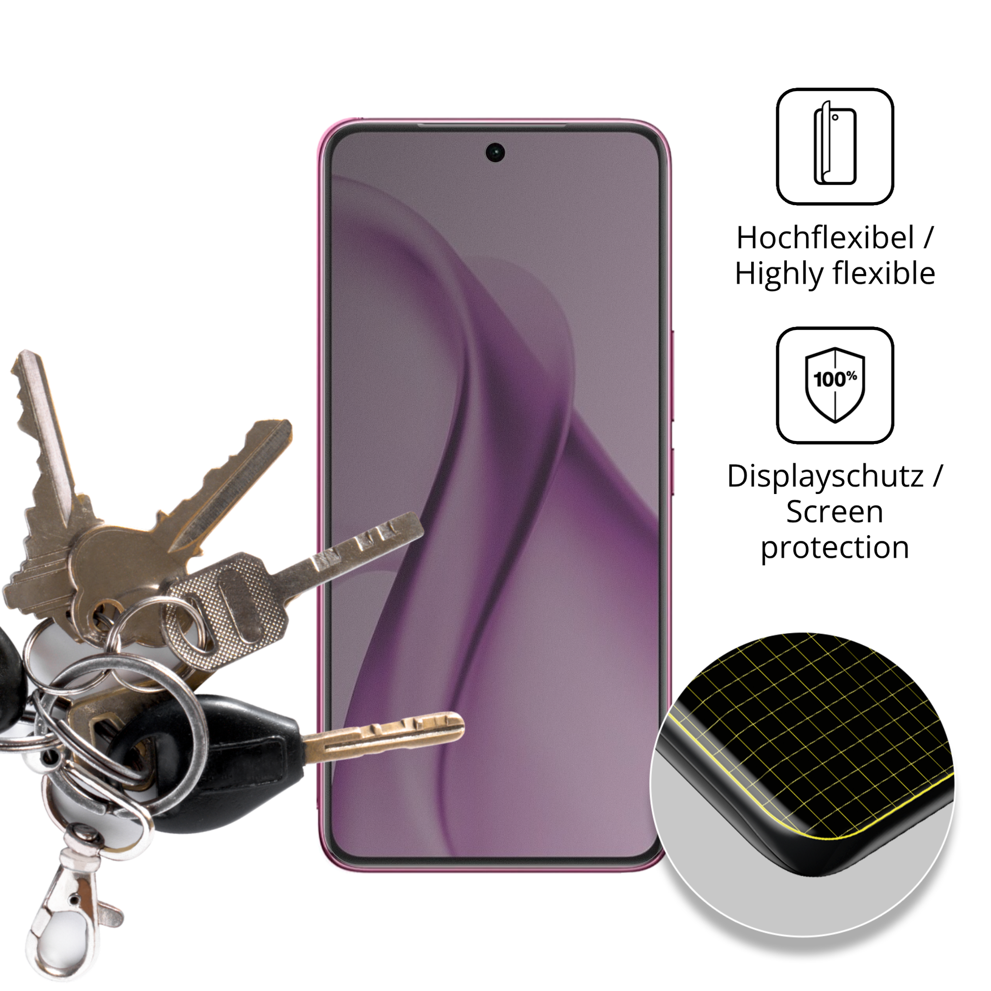 dipos Displayschutz für vivov60e 5g, mit Blickschutzfilter und perfekter Passform auch für die Rundungen
