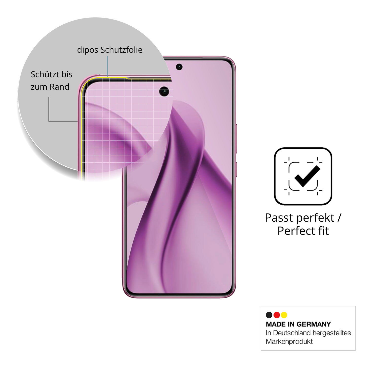 Schutzfolie mit optimaler Passform, zur Verwendung mit Hüllen geeignet
