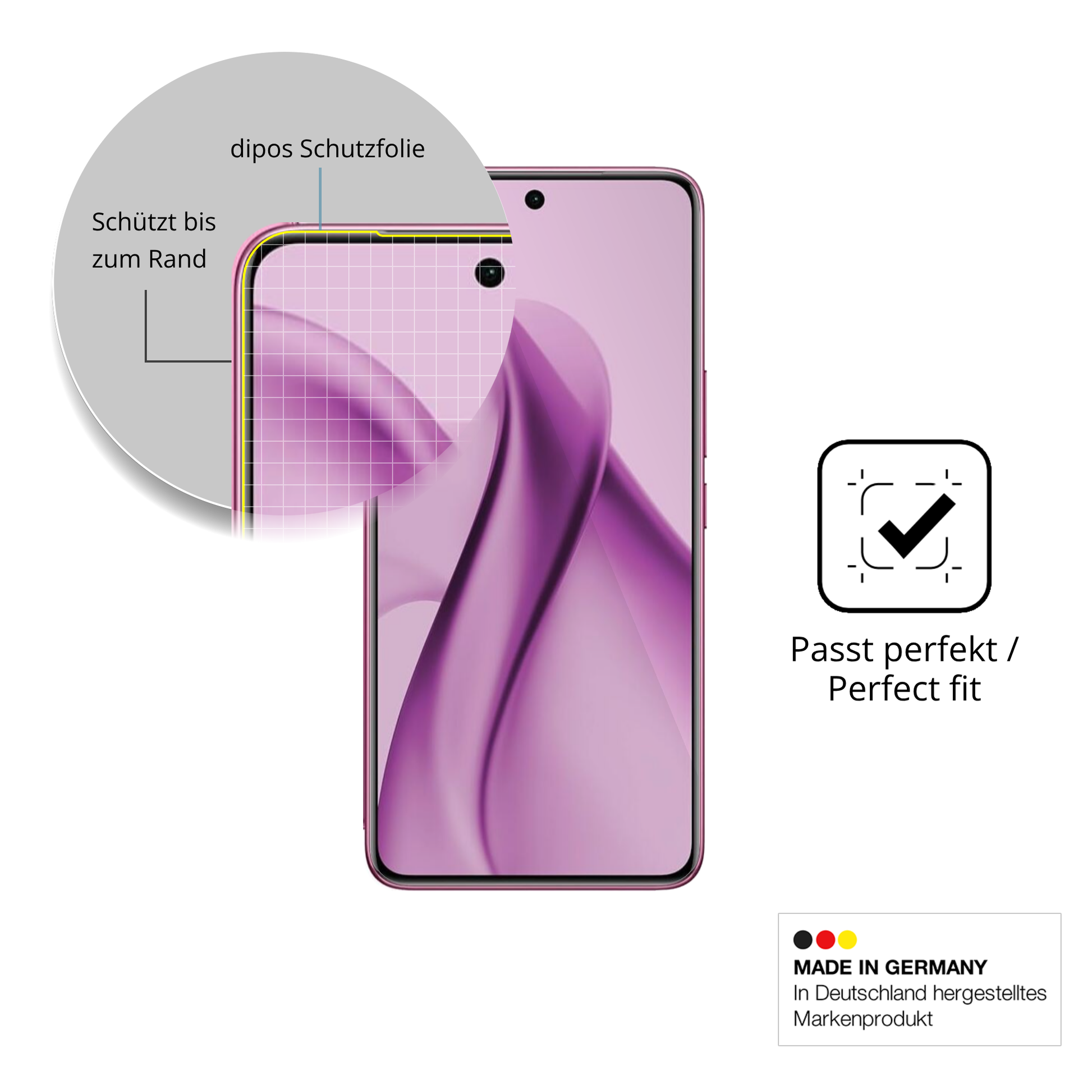 Schutzfolie mit optimaler Passform, zur Verwendung mit Hüllen geeignet