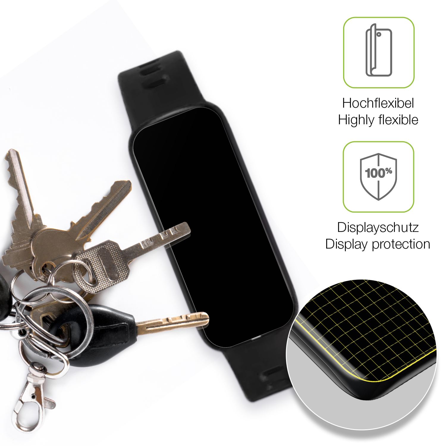 dipos Displayschutz für VivoWatch 6 Aero (HC-C06), transparente Oberfläche, perfekte Passform auch für die Rundungen