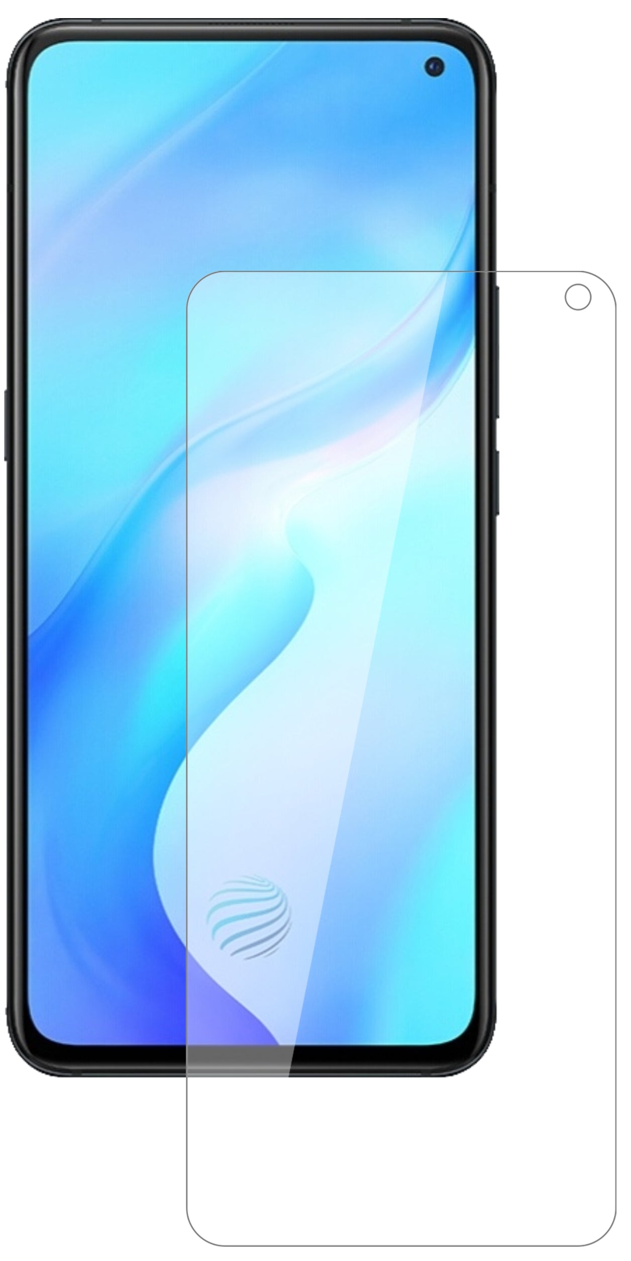 VivoX30 5G mit aufgebrachter dipos Flex Schutzfolie, glasklare Darstellung ohne Einschränkungen