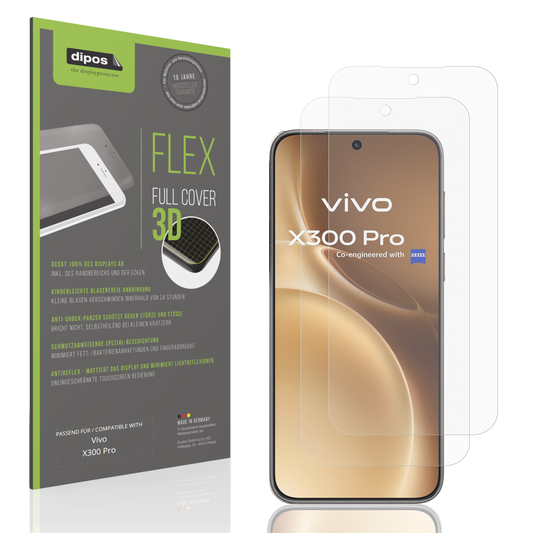 Matte Displayschutzfolie von dipos passend für vivox300 pro, 100% Displayabdeckung und blasenfreie Montage
