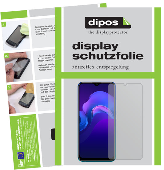 Matte Displayschutzfolie von dipos passend für Vivo Y11 (2019), präziser Zuschnitt und blasenfrei montiert