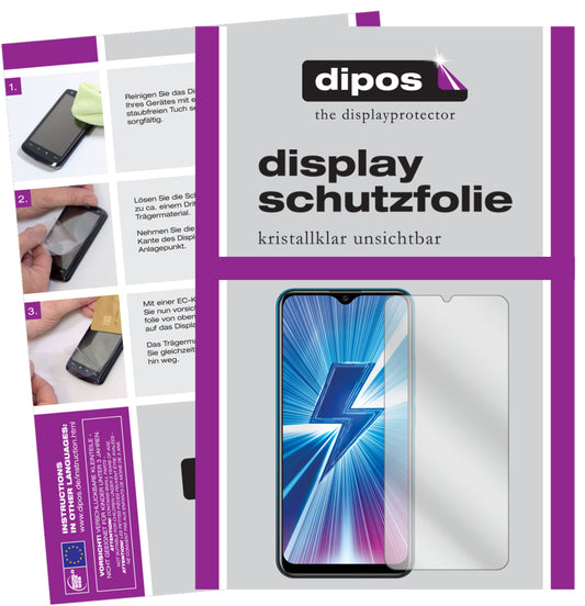 Klare Displayschutzfolie von dipos passend für Vivo Y3, präziser Zuschnitt und blasenfrei montiert