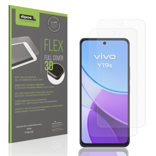 Matte Displayschutzfolie von dipos passend für vivoy19s 5g, 100% Displayabdeckung und blasenfreie Montage