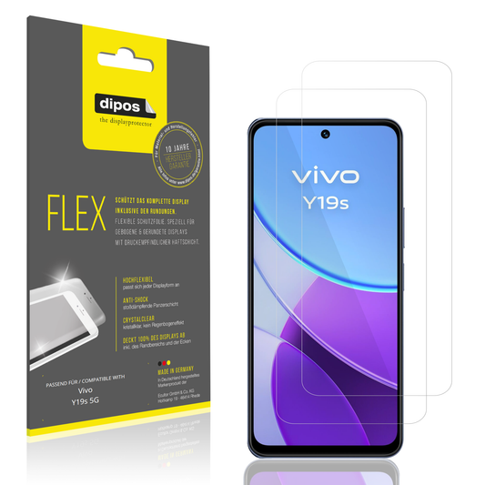 Klare Displayschutzfolie von dipos passend für vivoy19s 5g, 100% Displayabdeckung und blasenfreie Montage