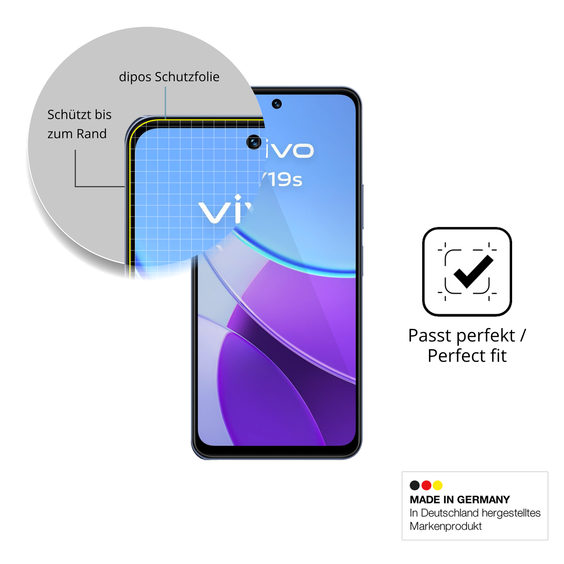 Schutzfolie mit optimaler Passform, zur Verwendung mit Hüllen geeignet