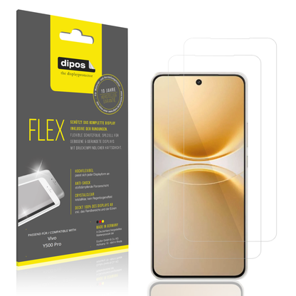 Klare Displayschutzfolie von dipos passend für vivoy500 pro, 100% Displayabdeckung und blasenfreie Montage
