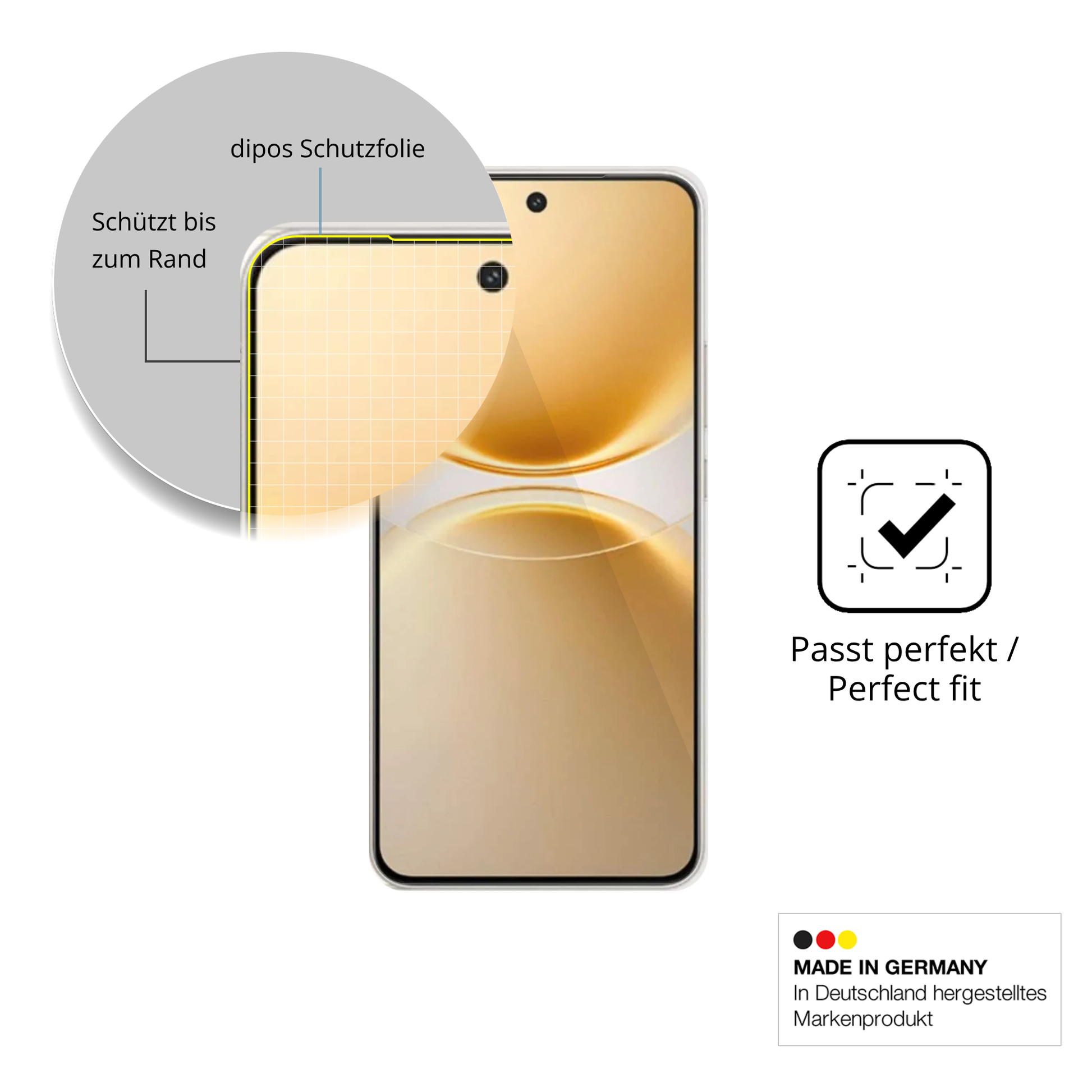 Schutzfolie mit optimaler Passform, zur Verwendung mit Hüllen geeignet