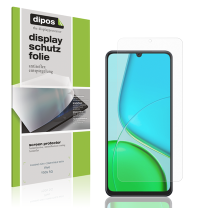 Matte Displayschutzfolie von dipos passend für Vivo Y50s 5G, präziser Zuschnitt und blasenfrei montiert