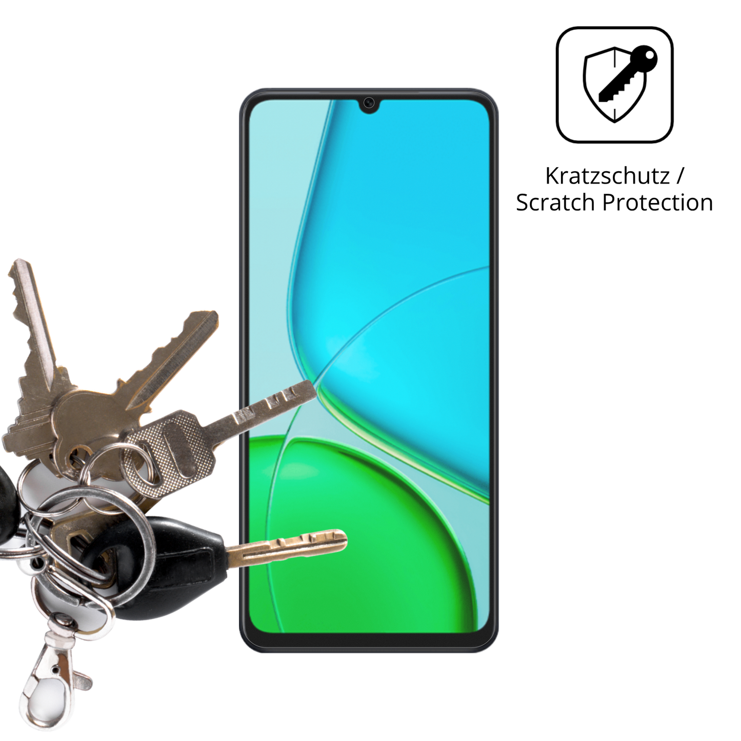 Schutz gegen Kratzer auf dem Vivo Y50s 5G Glas durch Schlüssel oder Ähnliches
