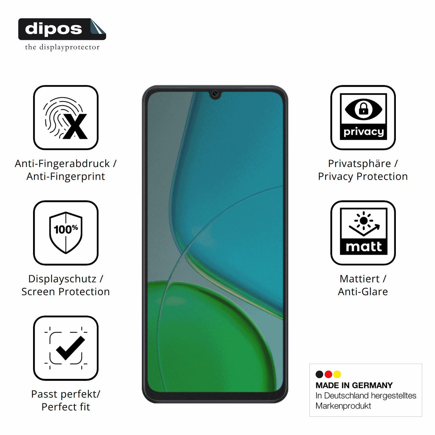 Privatsphäre-Schutz durch Sichtschutz-Folie passend zugeschnitten für Vivo Y50s 5G