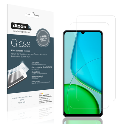 Klare Displayschutzfolie von dipos passend für Vivo Y50s 5G, 9H kratzfest und blasenfrei montiert