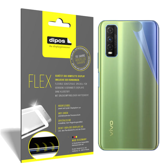 Klare Displayschutzfolie von dipos passend für vivo Y50t Rückseite, 100% Displayabdeckung und blasenfreie Montage