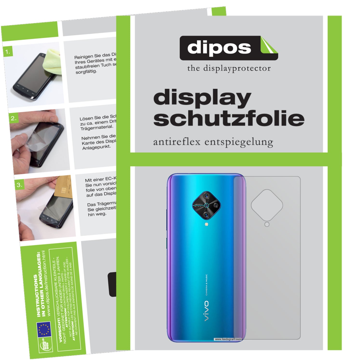 Matte Displayschutzfolie von dipos passend für Vivo Y51 (2020) Rückseite, präziser Zuschnitt und blasenfrei montiert