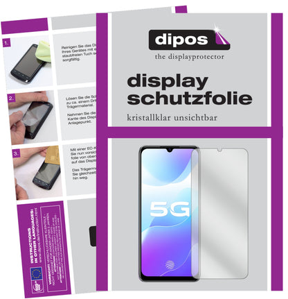 Klare Displayschutzfolie von dipos passend für Vivo Y73s 5G, präziser Zuschnitt und blasenfrei montiert