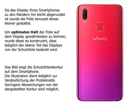 dipos Displayschutz für Vivo U1 Rückseite, transparente Oberfläche, perfekte Passform auch für die Rundungen