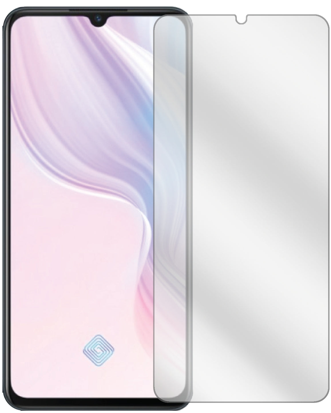 VivoZ1x mit aufgebrachter dipos Displayschutzfolie, glasklare Darstellung ohne Einschränkungen