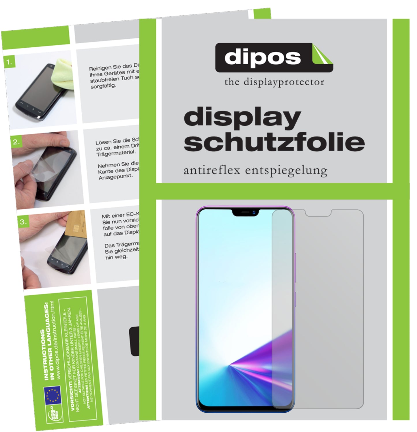 Matte Displayschutzfolie von dipos passend für Vivo Z3x, präziser Zuschnitt und blasenfrei montiert