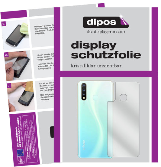 Klare Displayschutzfolie von dipos passend für Vivo Y19 Rückseite, präziser Zuschnitt und blasenfrei montiert