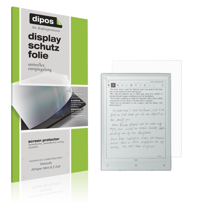 Matte Displayschutzfolie von dipos passend für Viwoods AiPaper Mini 8.2 Zoll, präziser Zuschnitt und blasenfrei montiert