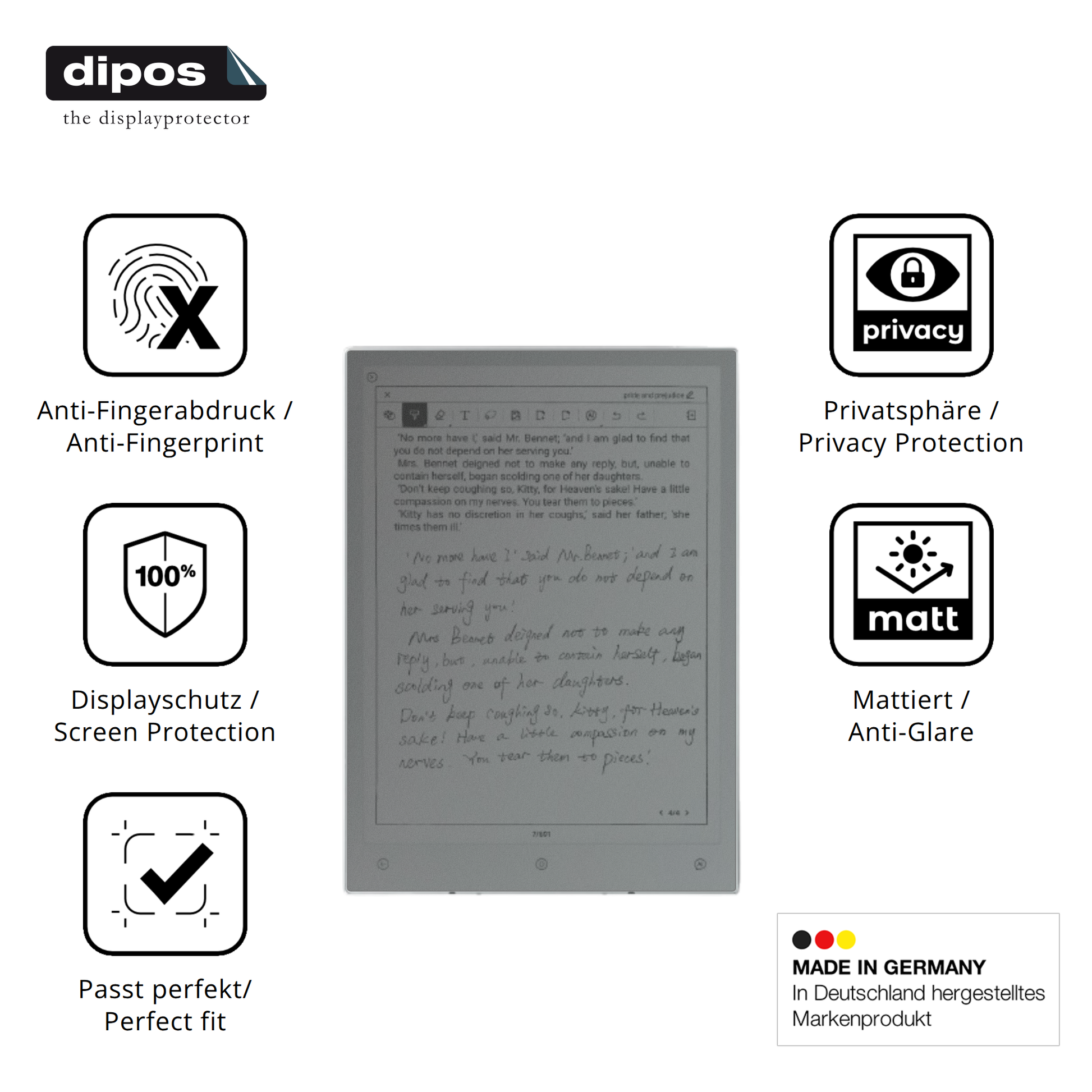 Privatsphäre-Schutz durch Sichtschutz-Folie passend zugeschnitten für Viwoods AiPaper Mini 8.2 Zoll
