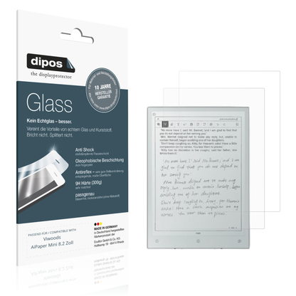 Matte Displayschutzfolie von dipos passend für Viwoods AiPaper Mini 8.2 Zoll, 9H kratzfest und blasenfrei montiert