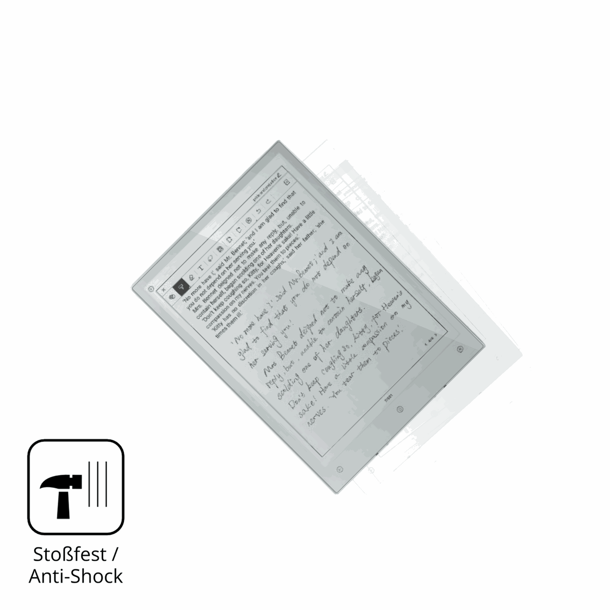 Schutz gegen Kratzer auf dem Viwoods AiPaper Mini 8.2 Zoll Glas durch Schlüssel, Stöße gegen die Tischkante oder Stürze
