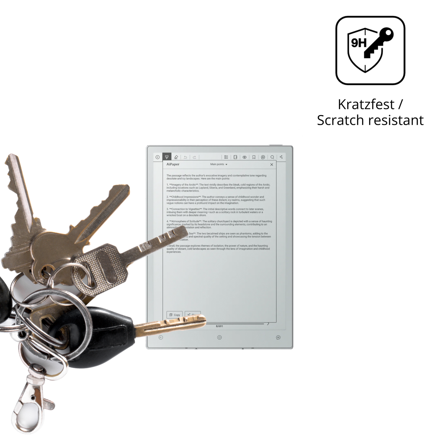 dipos Displayschutz für Viwoods AiPaper Reader, mattierte Oberfläche, robuste Festigkeit und perfekte Passform