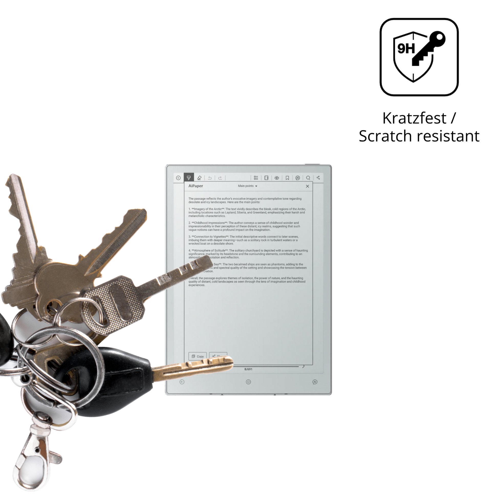 dipos Displayschutz für Viwoods AiPaper Reader, mattierte Oberfläche, robuste Festigkeit und perfekte Passform