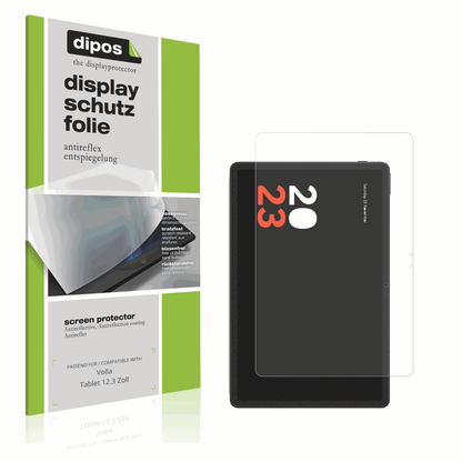 Matte Displayschutzfolie von dipos passend für vollatablet 12.3 zoll, präziser Zuschnitt und blasenfrei montiert