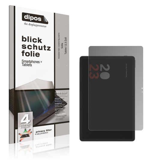 Blickschutzfolie von dipos passend für vollatablet 12.3 zoll, präziser Zuschnitt und blasenfrei montiert