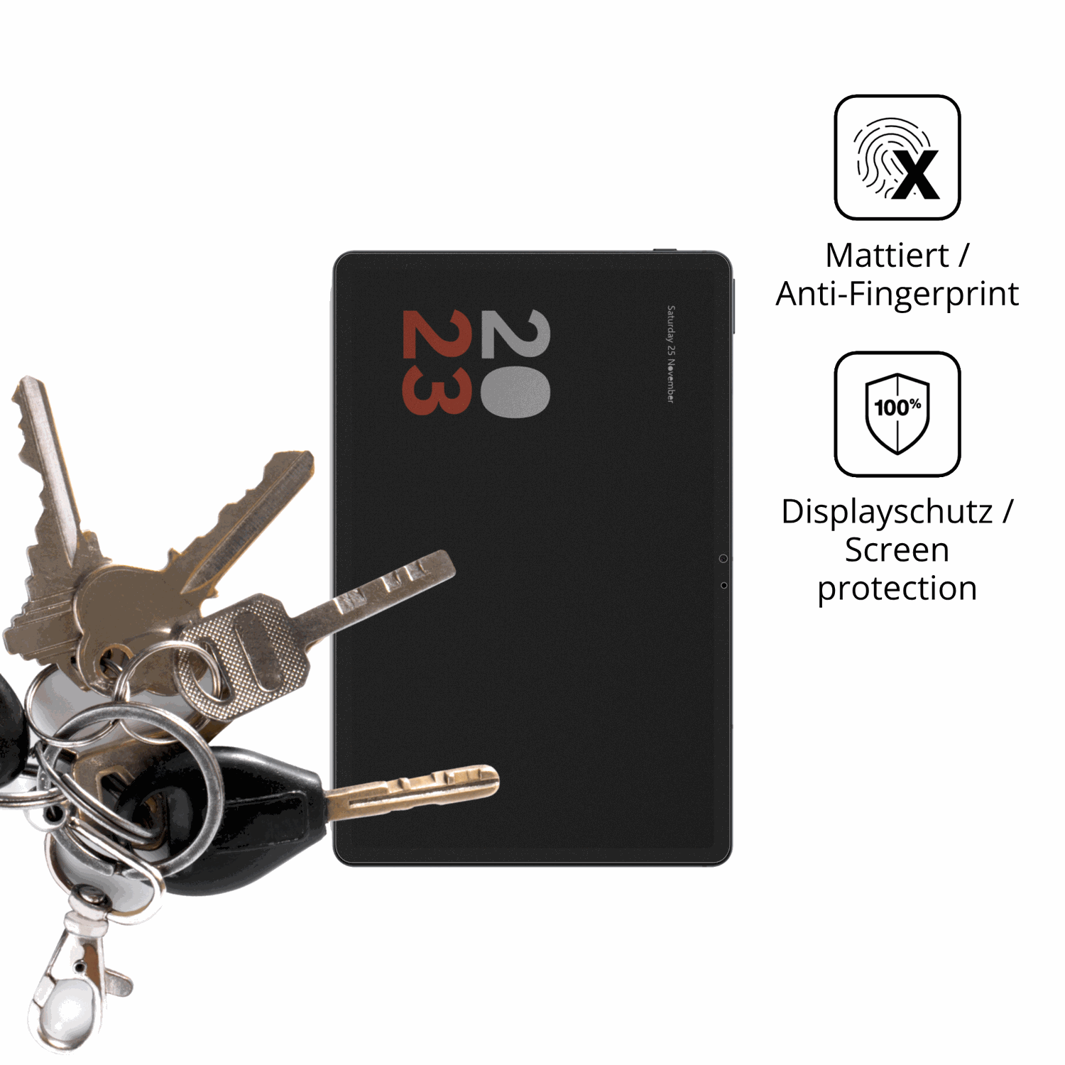 dipos Displayschutz für vollatablet 12.3 zoll, mattierte Oberfläche, Blickschutzfilter und perfekter Passform