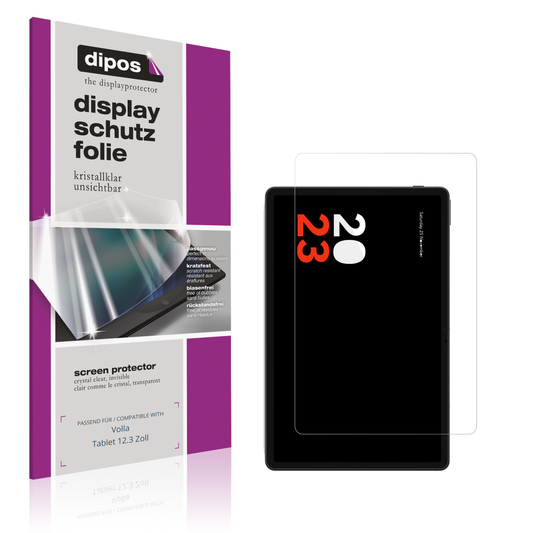 Klare Displayschutzfolie von dipos passend für vollatablet 12.3 zoll, präziser Zuschnitt und blasenfrei montiert