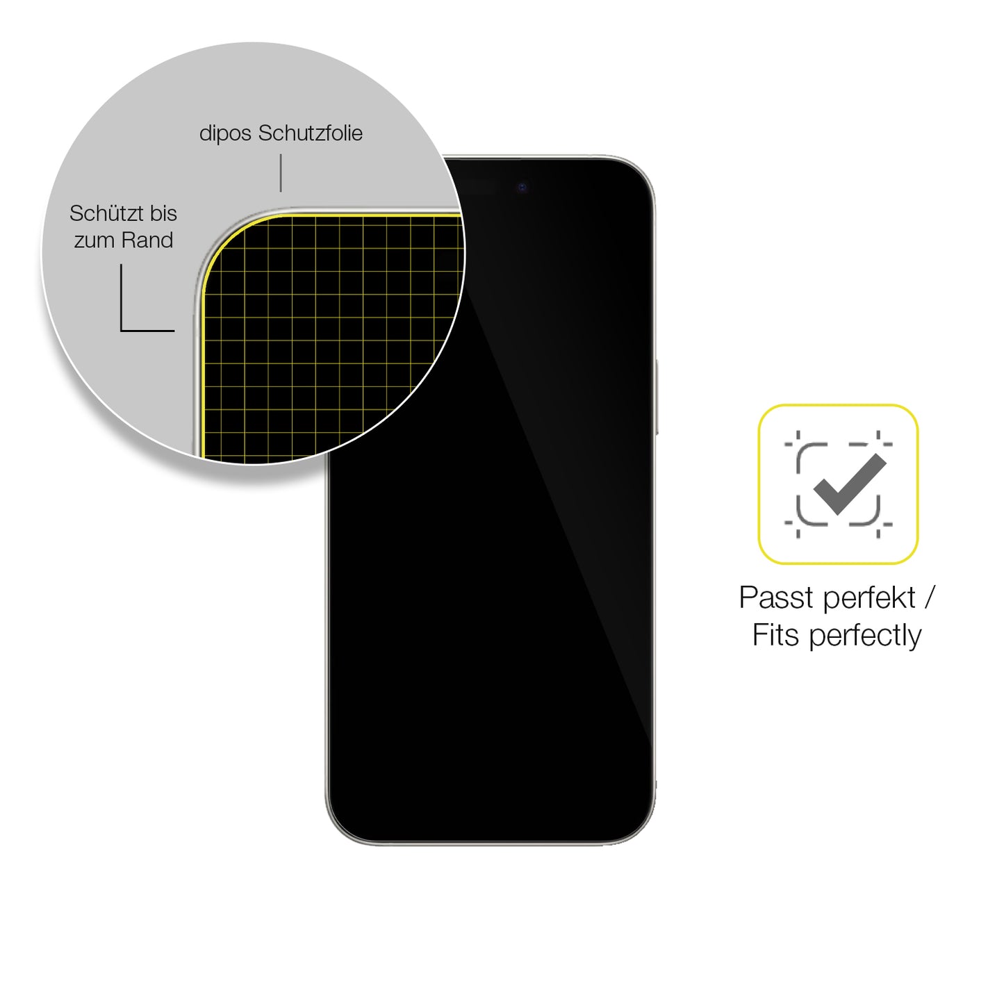 Schutzfolie mit optimaler Passform, zur Verwendung mit Hüllen geeignet