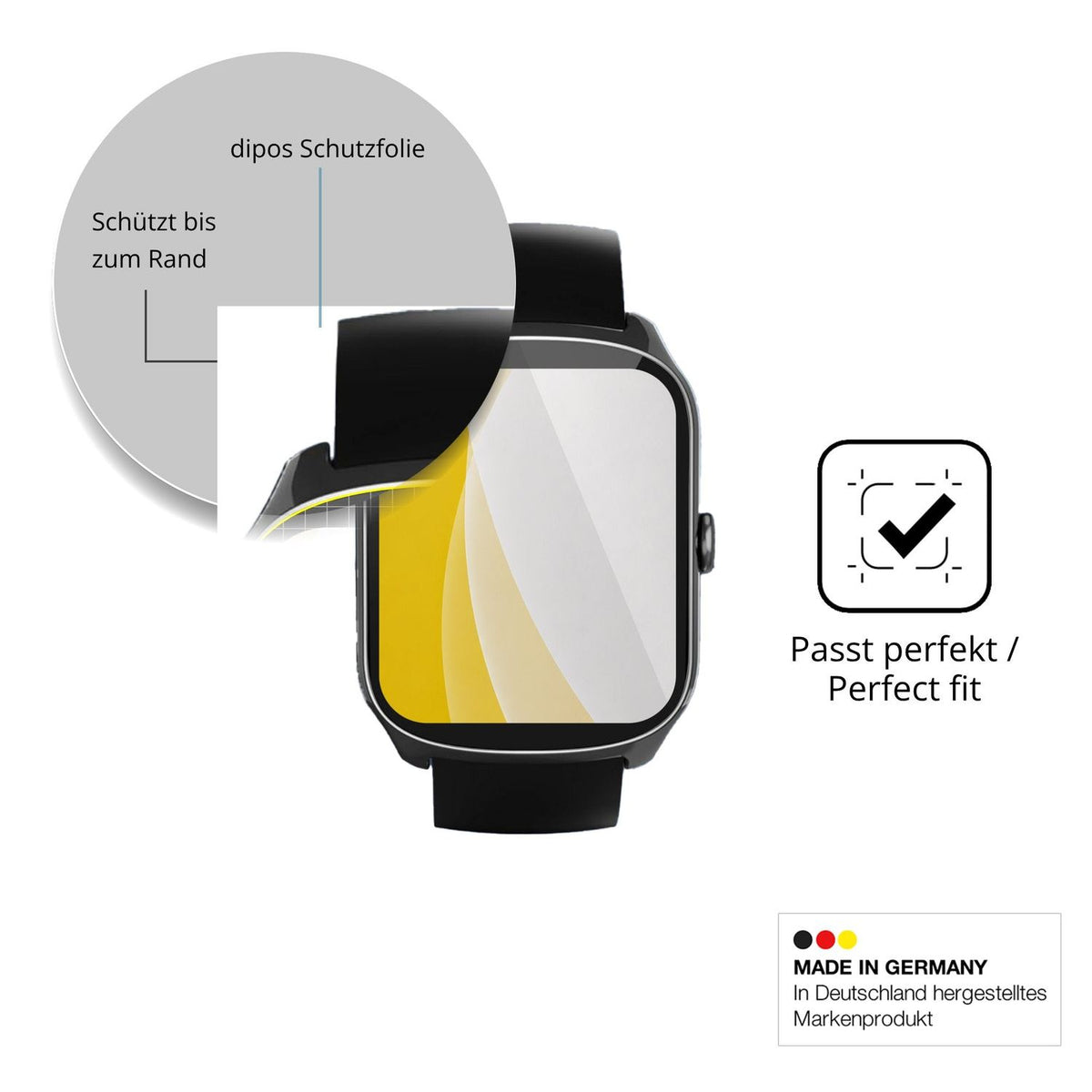 Schutzfolie mit optimaler Passform, zur Verwendung mit Hüllen geeignet