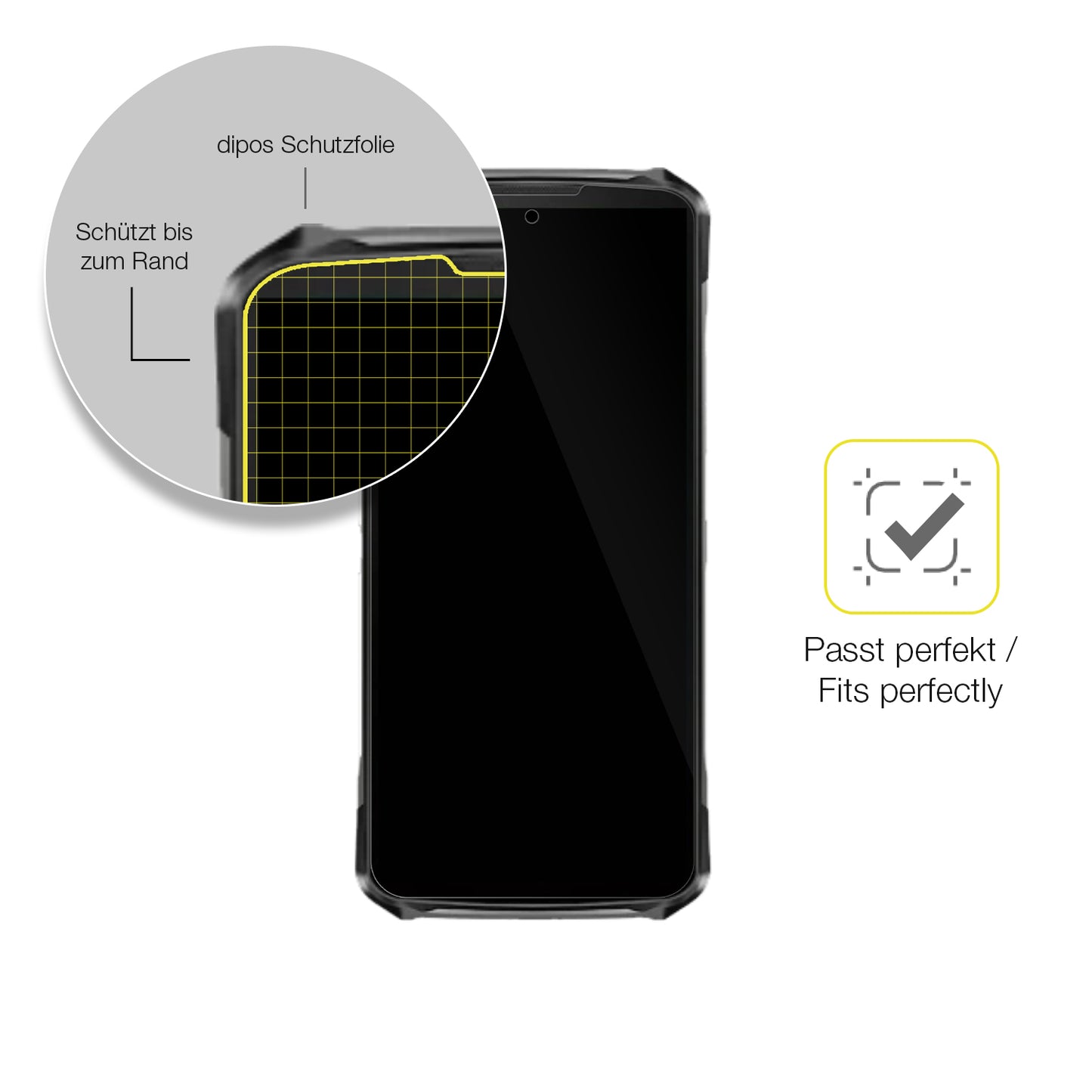 Schutzfolie mit optimaler Passform, zur Verwendung mit Hüllen geeignet